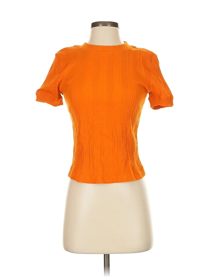 Zara Mujer Naranja Manga Corta Cuello Alto S