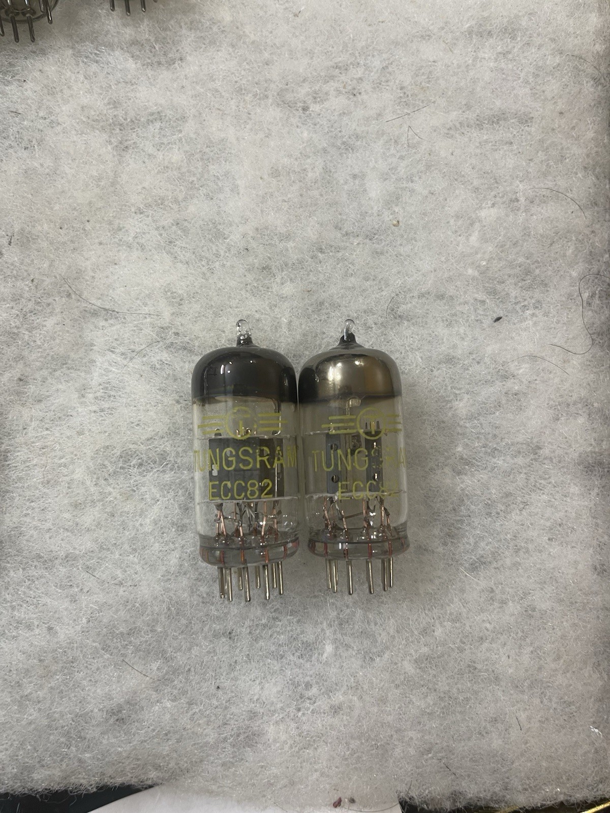 Tungsram ECC82 12AU7 ECC802S Top Solid Foil Getter NOS Matched Pair Rare