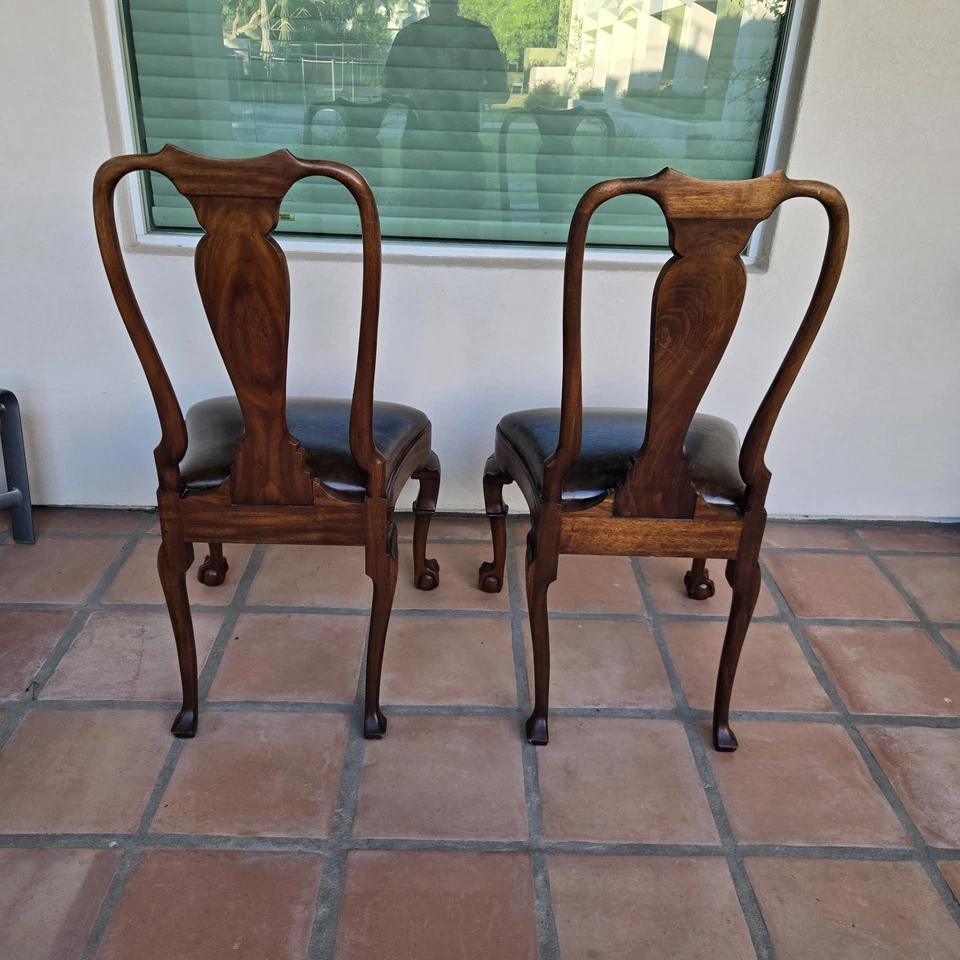 Par de sillas laterales Kindel de madera de caoba estilo reina Ana de Nueva York Foto 3 de 4