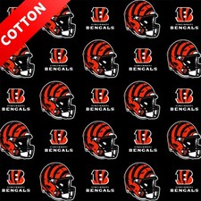Cincinnati Bengals NFL Cotton Fabric - 58" Wide - Sold by The Yard Bolt