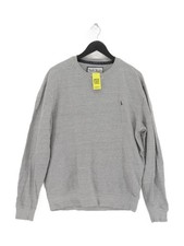 Jack Wills Men's Jumper L Grey Cotton with Viscose Crew Neck Pullover