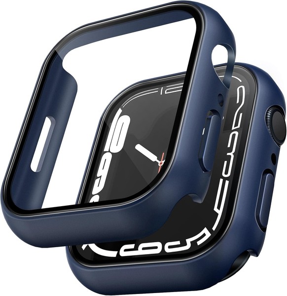 HüLle FüR Apple Watch Series 9 8 7 45Mm 360° StoßFest Mit 9H Glas Displayschutz-image