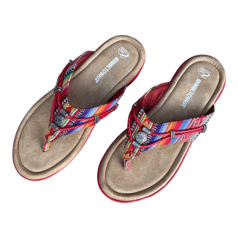Sandalias Minnetonka Silverthorne 360 para mujer talla 10 M rojo estampado suroeste Foto 2 de 4