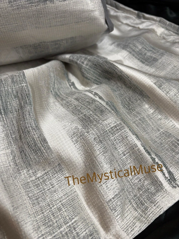 3 PC Hotel Collection Broken Stripe F/Queen Duvet Cover, 2 Standard Shams Gray - Image 4 of 4