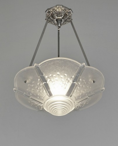 MULLER FRERES : 1930 FRENCH ART DECO CHANDELIER ...... lustre pendant lamp 1925 - Picture 5 of 10