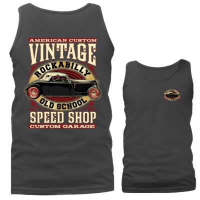 Rockabilly Old School Hot Rod Classic Vintage Car Automobile Graphic Tank Top