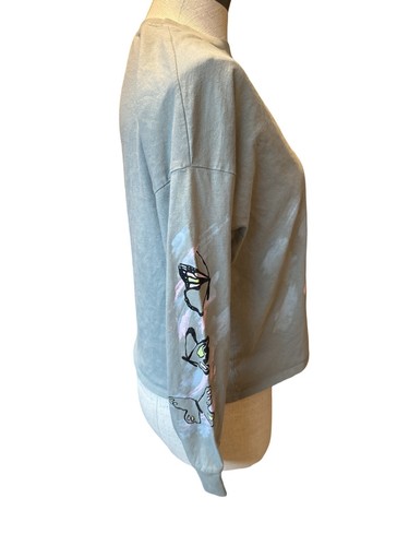 Adidas Size XL Relaxed Butterflies Girls T-Shirt • FEEL FREE • BE FREE• Gray - Picture 2 of 3