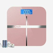 BODY WEIGHT BATHROOM SCALE W/ STEP ON TECHNOLOGY 400 LB, PINK DISTRESSED PKG