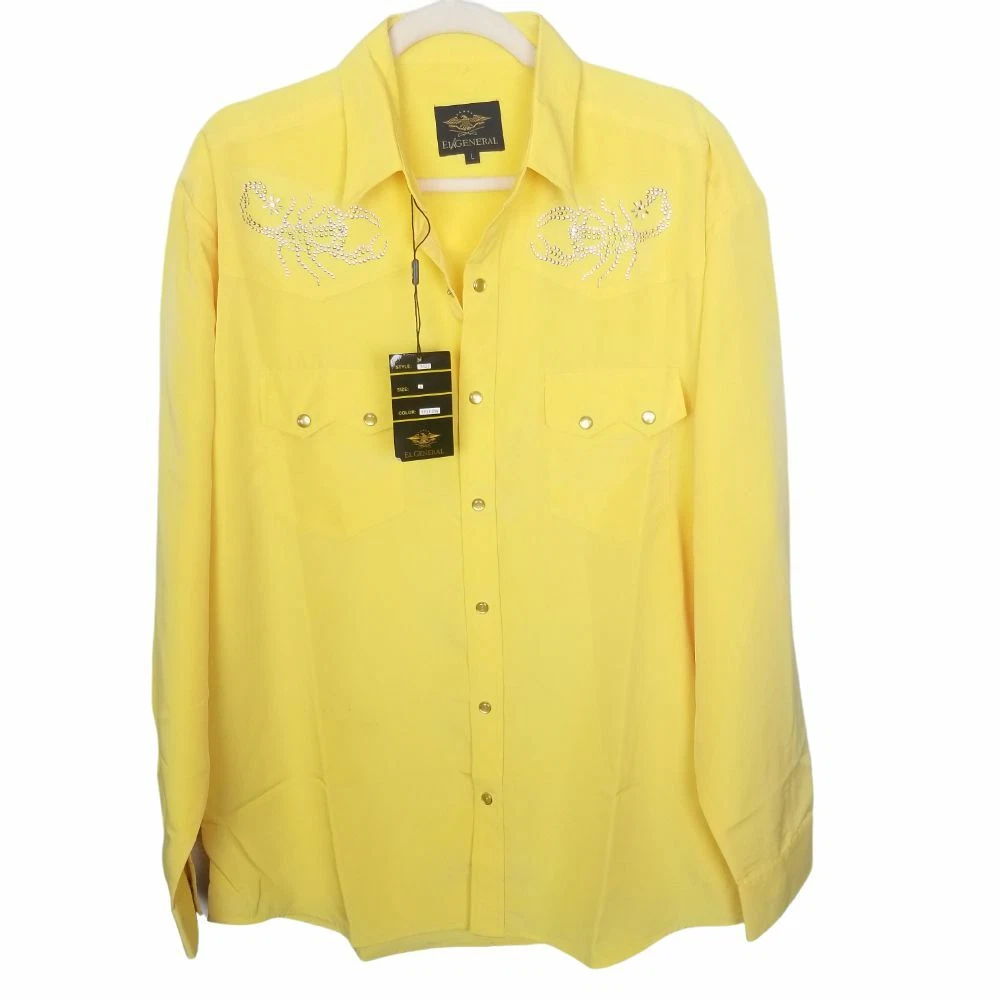 Mens yellow western best sale shirt