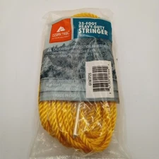 Fishing Stringer, 25 Foot Braided Heavy Duty Poly Yellow With Tapered Needle  