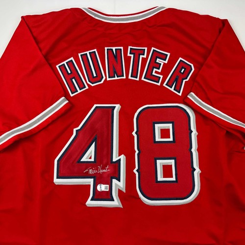 Autographed/Signed Torii Hunter Los Angeles Anaheim Red Jersey Beckett BAS COA - Picture 2 of 4
