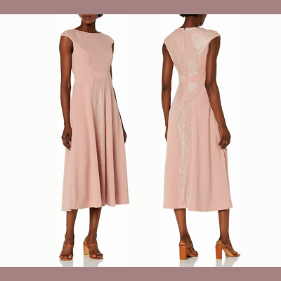 NEW $298 JS Collection 10 Sequin Crepe Midi Flare Dress in