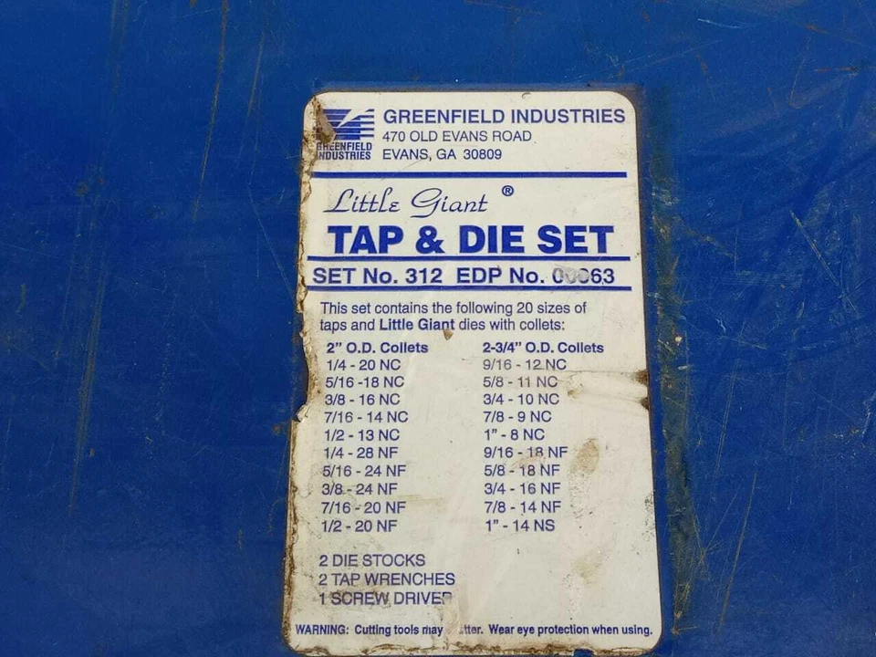 Juego de Tap & Die Greenfield Little Giant Nº 312 EDP Nº 00063 Foto 2 de 3