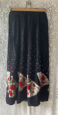 Vtg 90s Polka Dot Black Skirt Floral California Connection Womens Small NWT