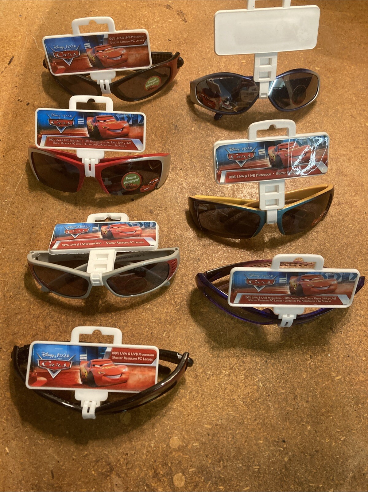 Disney Cars Kids Sunglasses UV Protection Lightning McQueen Sun Glasses Lot Of 7