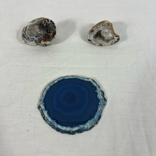 Lot of 3 Agate Stones Slice Geodes Crystals - 第 1/8 張圖片