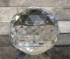 3 Round Orb Cut-Glass Multi-Triangular-Faceted Decorative Paperweight 1 lb 4oz