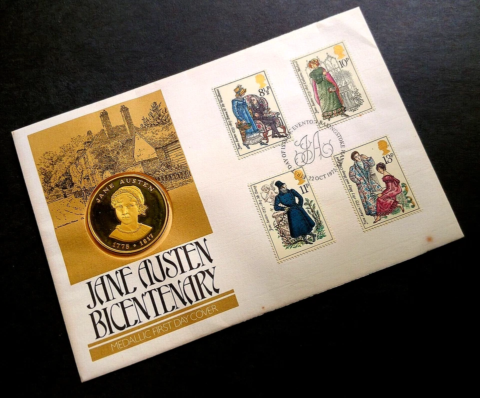 Great Britain LITERARY REALISM ~ JANE AUSTEN BICENTENARY Silver Medal Cover 1975 - Image 3 of 4