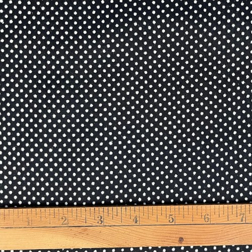 Vtg 70s Black Polyester Crepe with White FLOCKED Swiss Dot 2yds+ - Picture 2 of 4
