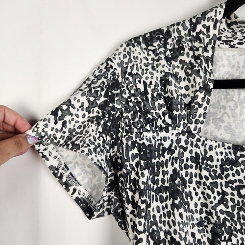 Katies Womens Blouse Size L 14 Black White Monochrome Square Neck Office Work - Picture 4 of 10