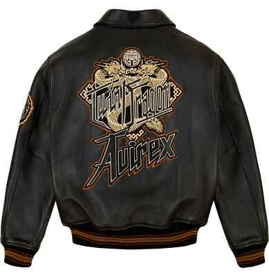 NEW Men's Avirex Limited Edition Twin Dragon Leather Jacket