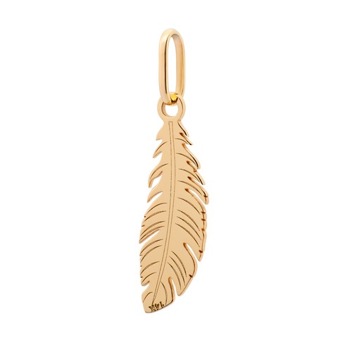 Hermoso colgante pequeño con dije de pluma de oro amarillo macizo de 10 k delicado diseñador - Imagen 2 de 6