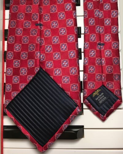 EAGLE /Stunning Scarlet, Blue & Gold Medallion Macclesfield Heavyweight Silk Tie - Picture 3 of 8