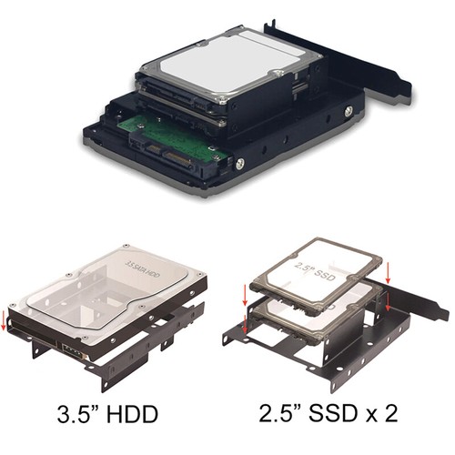 3.5" 2.5" SSD HDD to PCI PCI-e Metal Mount PC Casing Hard Drive Bracket AdapH-YH - Photo 4/10