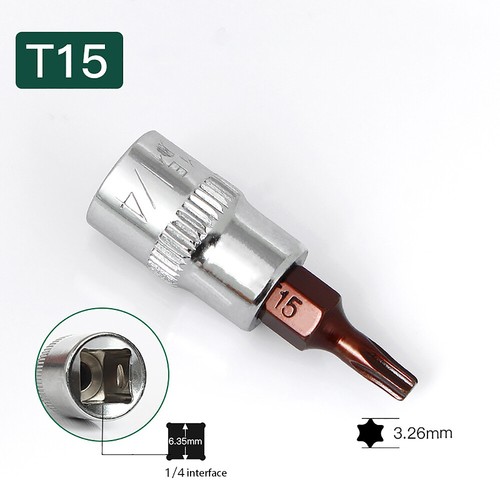 Torx/Hex/Phillips/Slotted/Pozi Bit Socket 1/4" Square Drive Socket S2 Steel 35mm - Picture 9 of 28