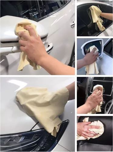 Natural Chamois Leather Car Cleaning Cloth Washing Absorbent Drying Shammy Towel - Picture 4 of 7