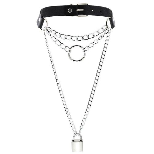 Collana girocollo punk pelle cuore girocollo borchie donna bigiotteria moda sal - Foto 41 di 45
