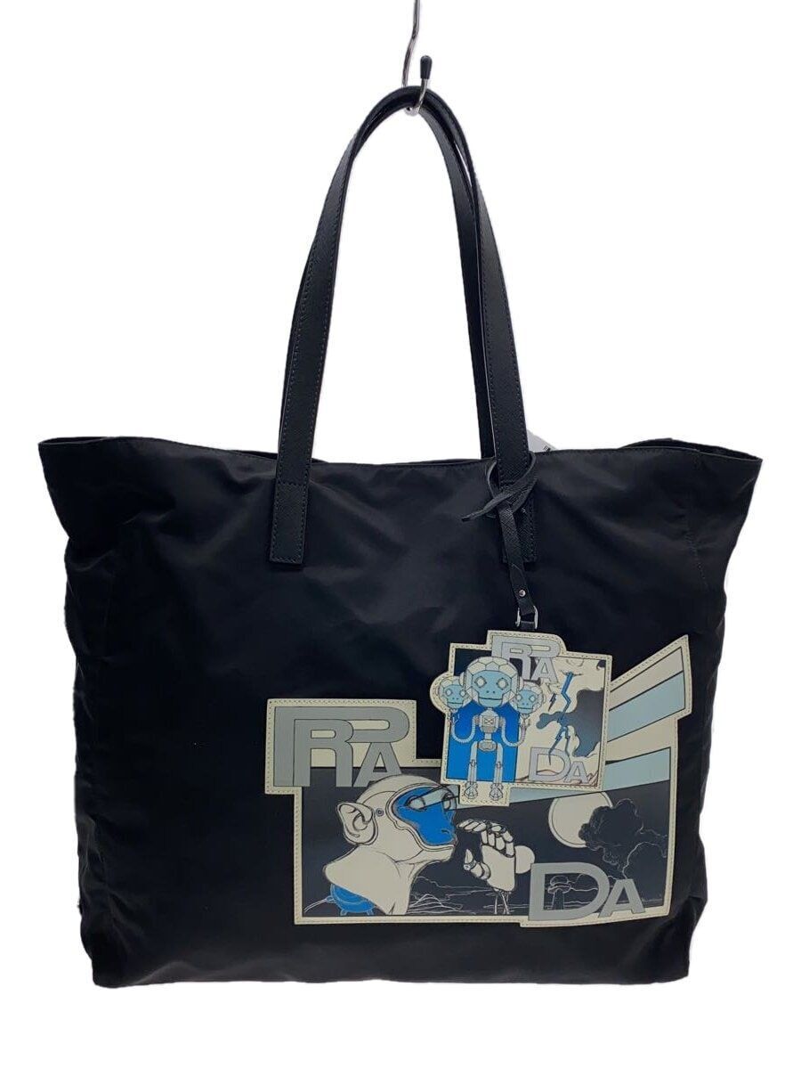 PRADA tote bag comic patch Black plain shopping TESSUTO 18SS PRADA tote bag comic patch Black plain shopping TESSUTO 18SS