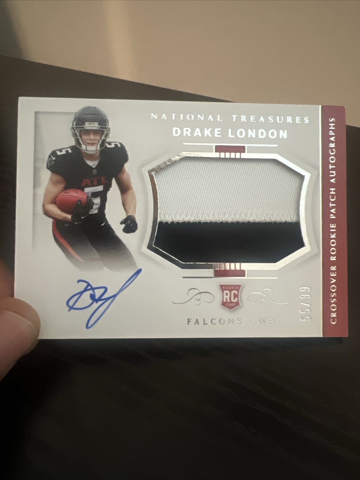 2022 Panini National Treasures Crossover Rookie Patch Autograph Drake London 99