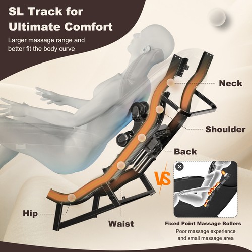 Full Body SL Track Zero Gravity Massage Chair w/ Pillow Reversible Footrest Heat - Picture 4 of 11