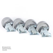 6" x 2" Swivel Casters Semi-Steel Wheel Brake 1200 lbs each Heavy Duty Tool (4)