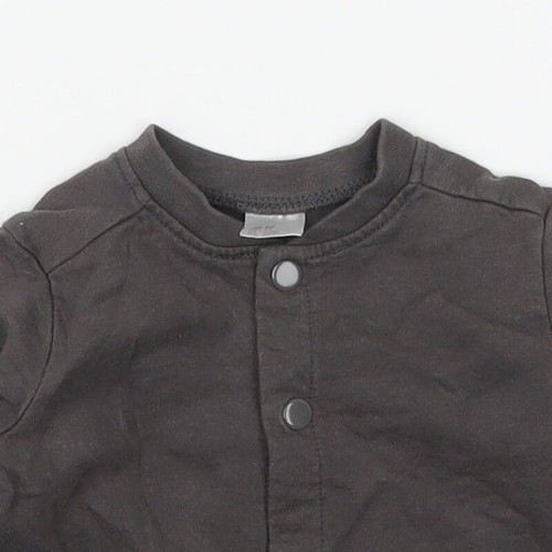 H&M Baby Grey 100% Cotton Pullover Jumper Size 9-12 Months Button - Picture 4 of 12