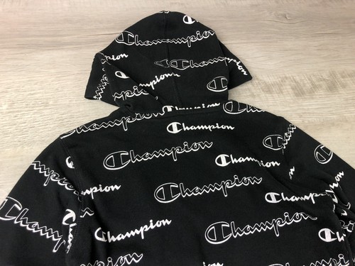 Champion Hoodie Black All Over Print Sweatshirt Pullover Kids Size Small - Picture 6 of 12