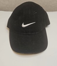 Nike Hat Cap Strap Back Child Black White Swoosh One Size Adjustable Excellent