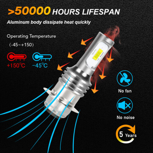 2 Super Bright LED Headlight Light Bulbs for Yamaha Bruin 350 2004-2006 12v DC - Picture 2 of 16