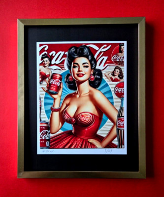 AIDAN FLUX | Hand Signed  Print Framed LtdEd COA ''COCA COLA SMILE ''