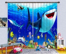 3D Cartoon Shark ZHUA3608 Animal Photo Curtain Window Blockout Fabric Amy 2023