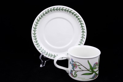 PORTMEIRION BOTANIC GARDEN FORGET-ME-NOT DRUM-SHAPED BREAKFAST CUP & SAUCER- NEW