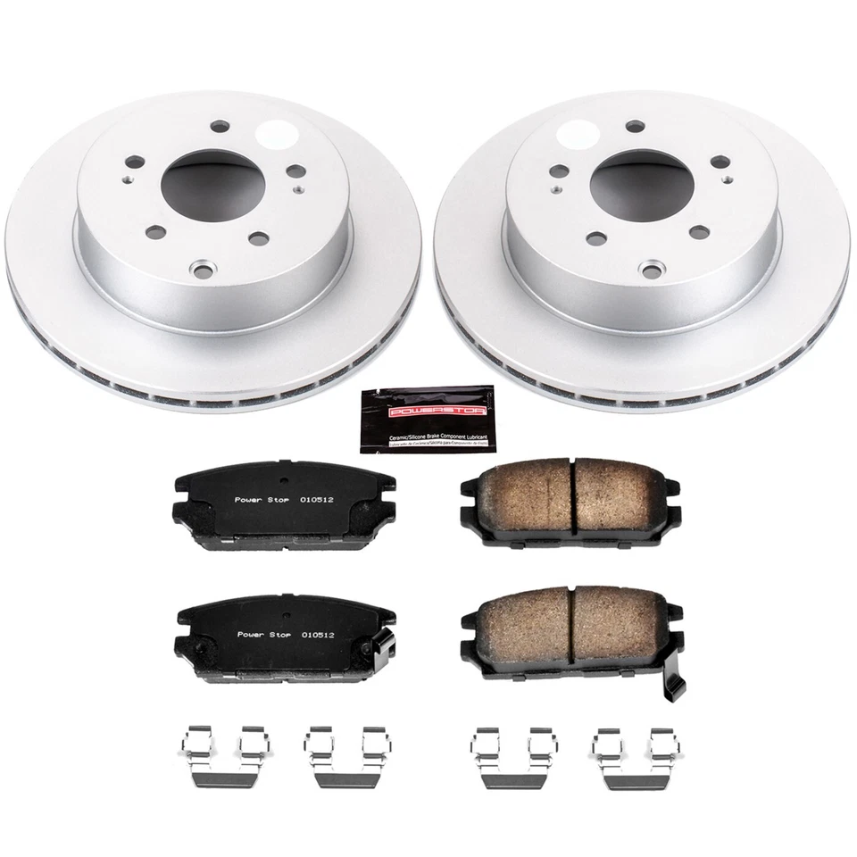 Conjunto de 2 rodas Powerstop CRK3079 disco de freio e kits de pastilhas traseiras para Eclipse Galant - Imagem 2 de 2