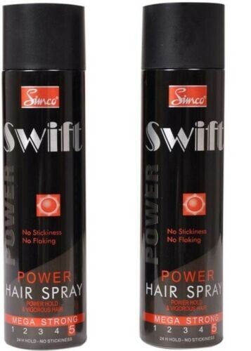 6X Simco Swift Power Hair Spray No Stickiness No Flaking Mega Strong - 250 ML
