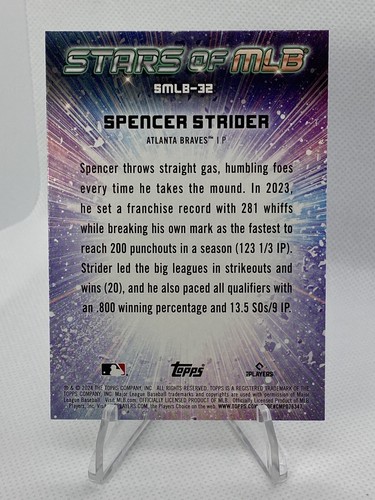 2024 Topps Series 2 Stars of MLB #SMLB-32 Spencer Strider Atlanta Braves - Picture 2 of 3