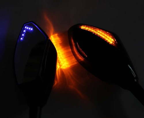 For Yamaha YZF R1 R6 FZ1 FZ6 600R R3 Motorcycle Black Mirror LED Turn Signal - Picture 8 of 12