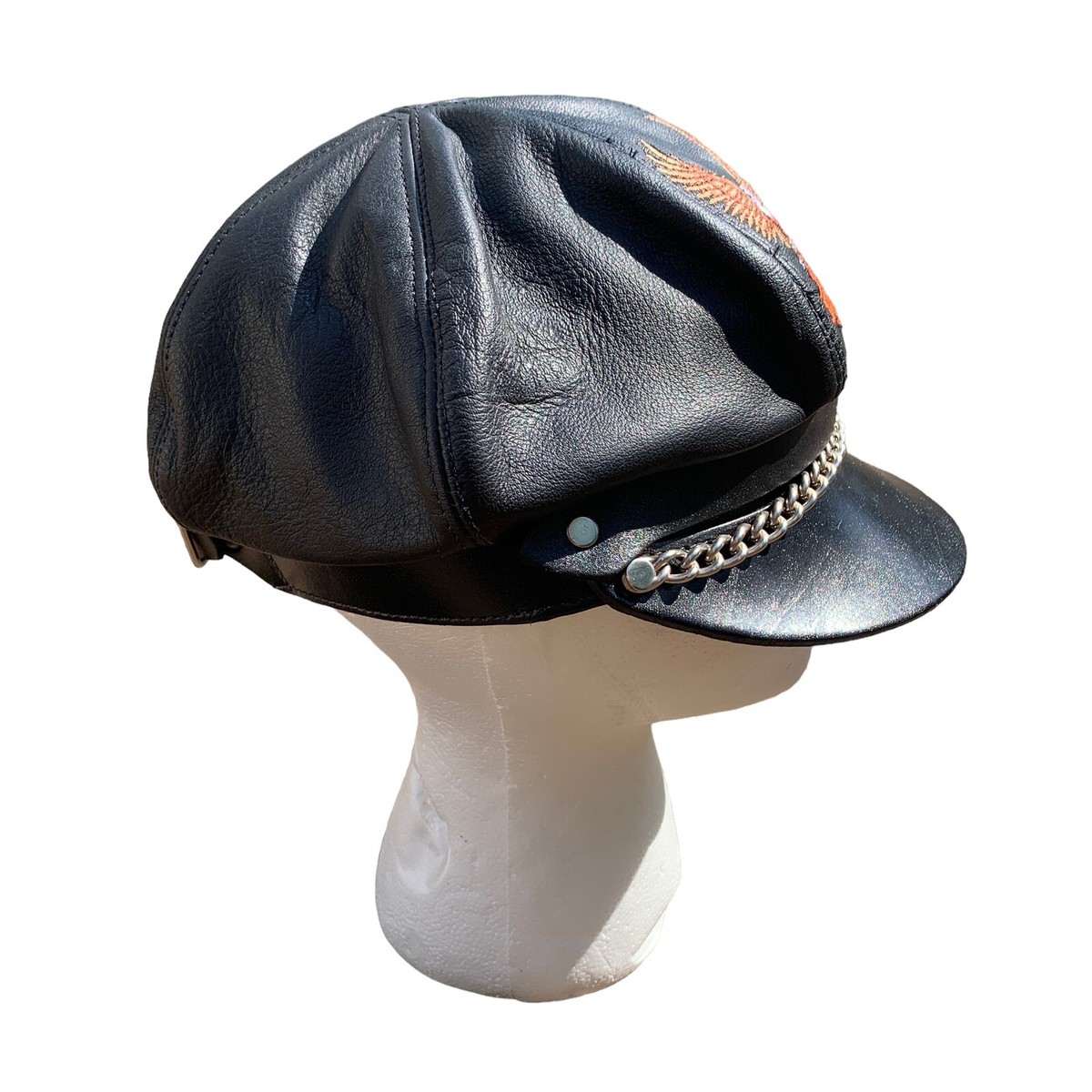 Harley-Davidson 本革 帽子　新品タグ付き Vintage Harley Davidson Leather Biker Cap Hat USA Motorcycle