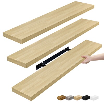Sorbus Floating Shelves for Wall, 3 Long Wall Mounted Large Decorative Shelves