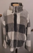 Thread & Supply-L/S Gray/Ivory-Vici Jacket-Soft Fleece-Hidden Snap Front-L-NWT