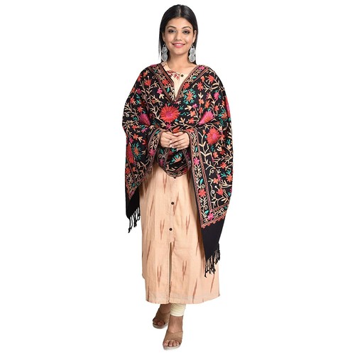 New Kashmiri Aari Embroidered Wool Shawl Wrap Stole For Women - Picture 2 of 6